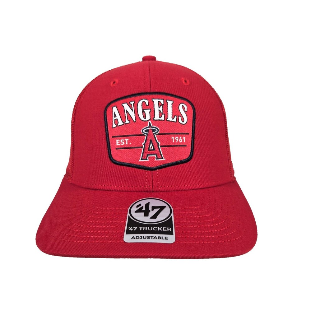 Los Angeles Angels '47 Brand Adjustable Trucker Hat Snapback Red MLB New